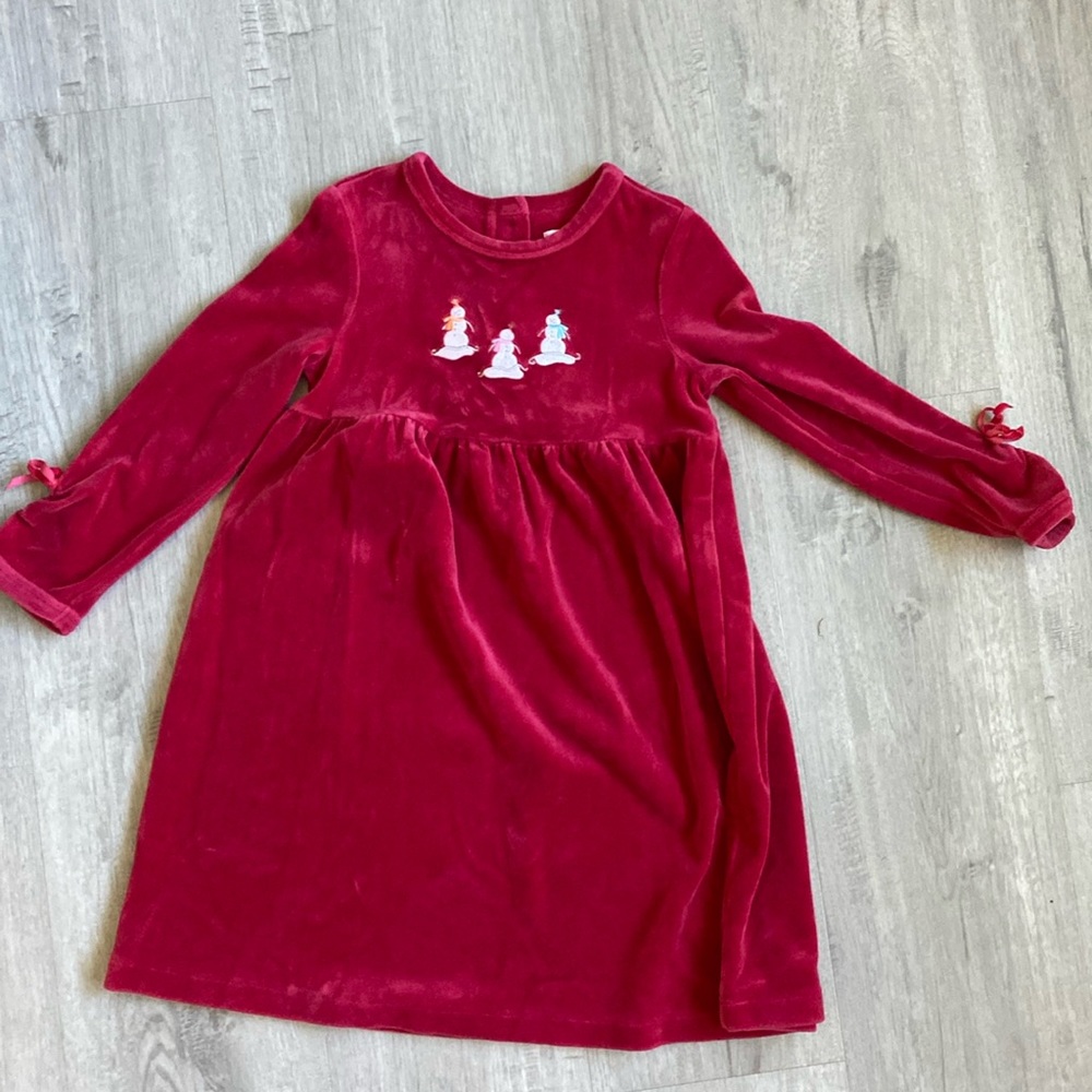 Vintage Just Friends Red Velvet snowman dress size 5T